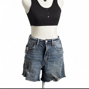 High Waisted 90s Silver Jeans Distressed Denim Cutoff Shorts